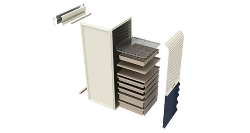 Modular storage with interchangeable components