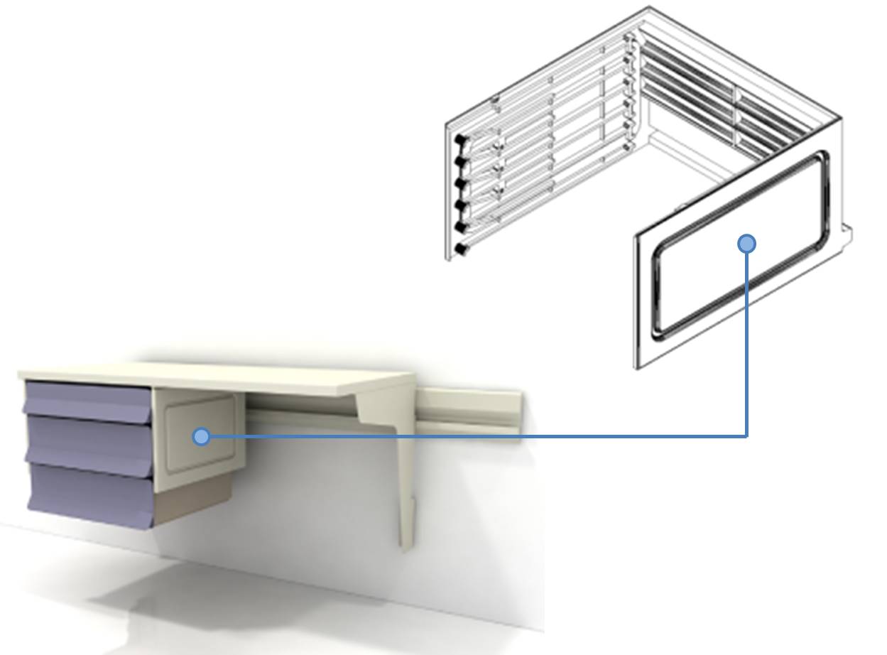 Under work surface storage using Unicell